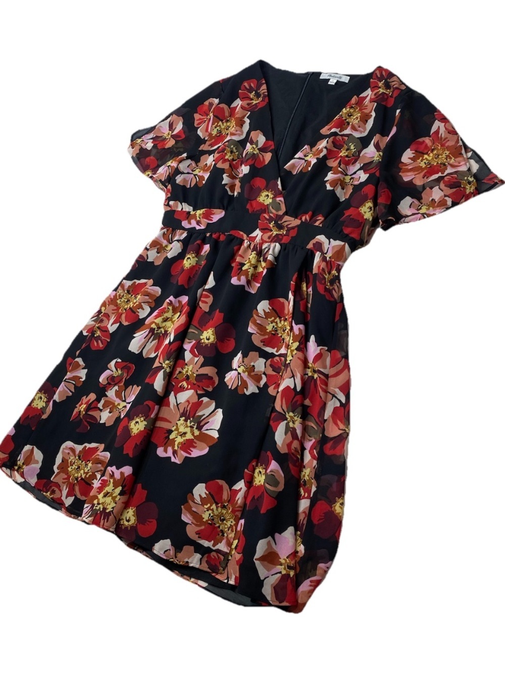Madewell Tulip-Sleeve Floral Mini Dress in French Rose Women's Size 6 - Picture 2 of 11